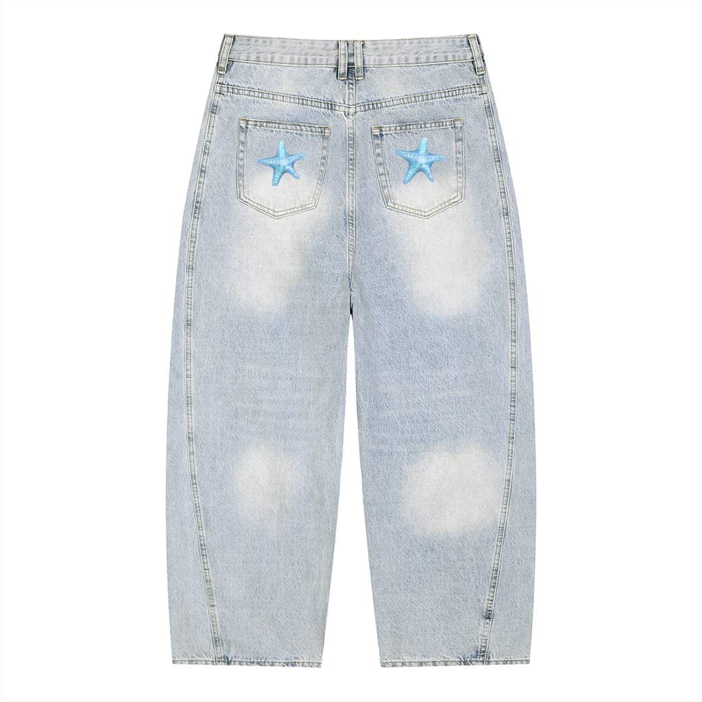 Vintage Wash Sunfade Barrel Leg Jeans