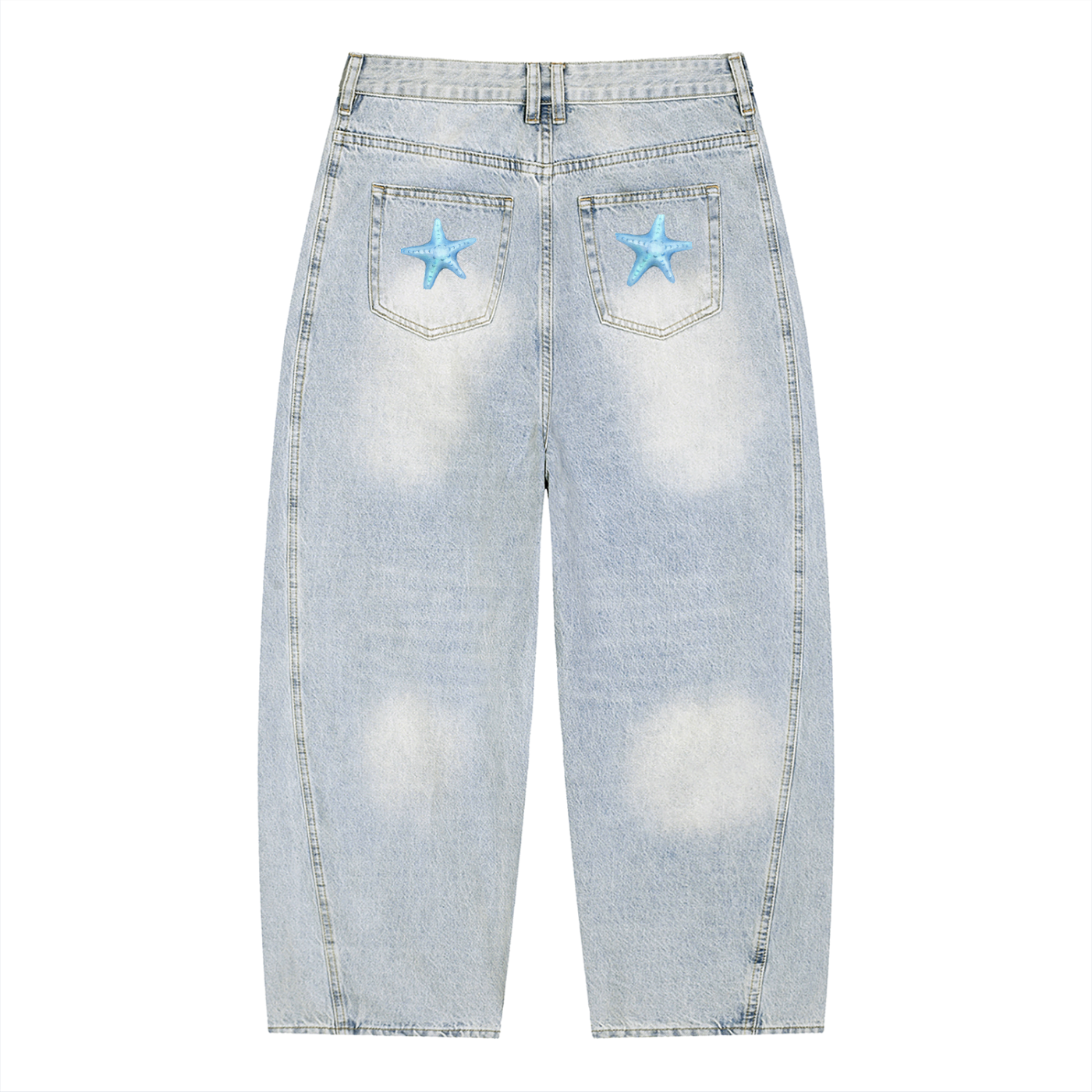 Vintage Wash Sunfade Barrel Leg Jeans